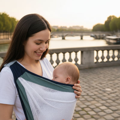 Echarpe de portage frontale reglable et respirante pour bebe