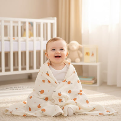 Couverture bébé bohème orange