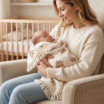 Couverture bébé petit ourson beige