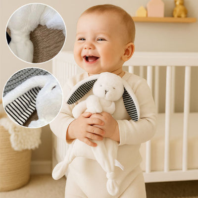 Doudou bebe lapin blanc drôle