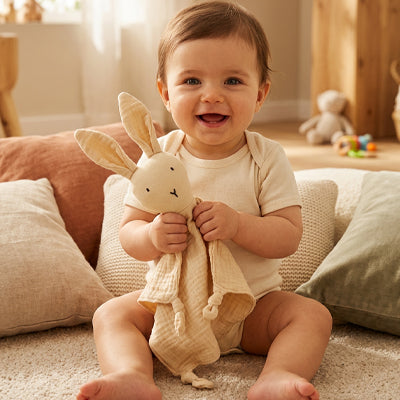 Doudou bebe pastel beige