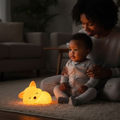 Veilleuse bébé renard jaune