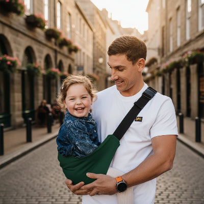 Echarpe de portage nature verte reglable pour enfant