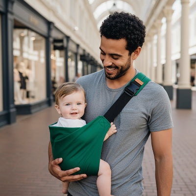 Echarpe de portage nature verte physiologique pour bebe