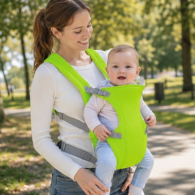 porte bébé kangourou vert maman au parc