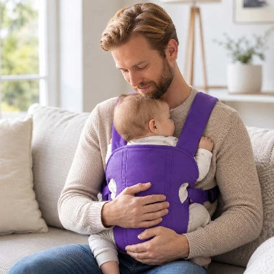 porte bébé libertemauve avec papa salon